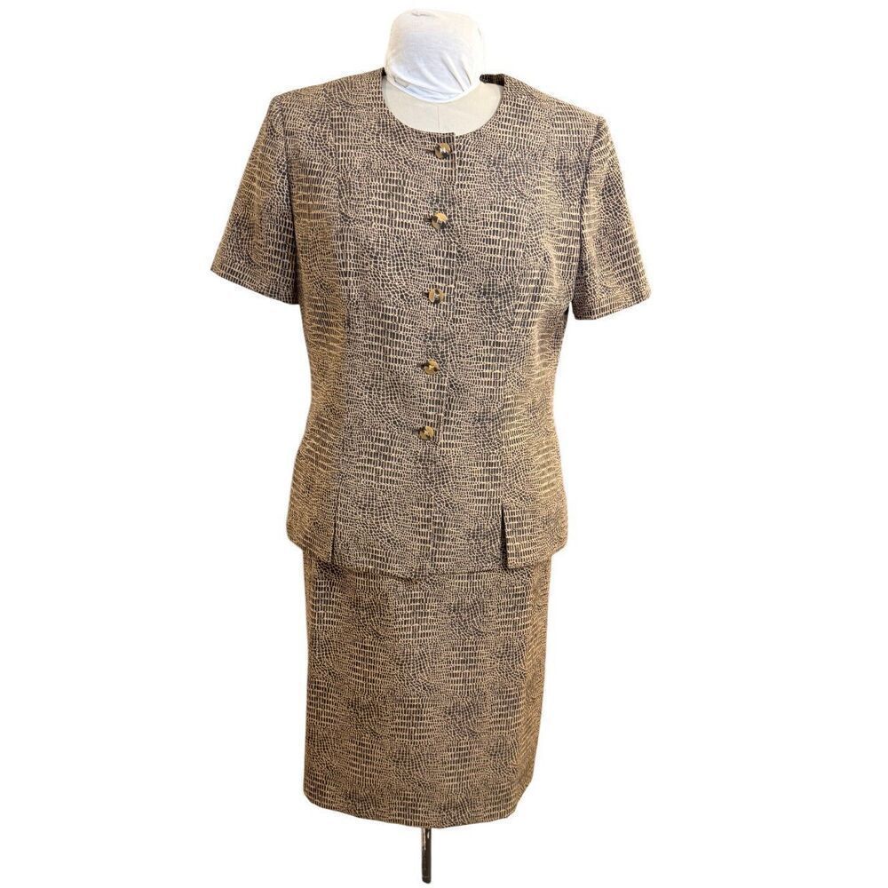 NWT Kasper Suit Leopard Print Short Sleeve 2-Pieces Sz. 12